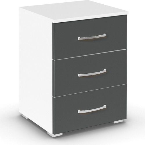 Rauch Aditio 3 Drawer Bedside Cabinet - Alpine White and Metallic Dark Grey