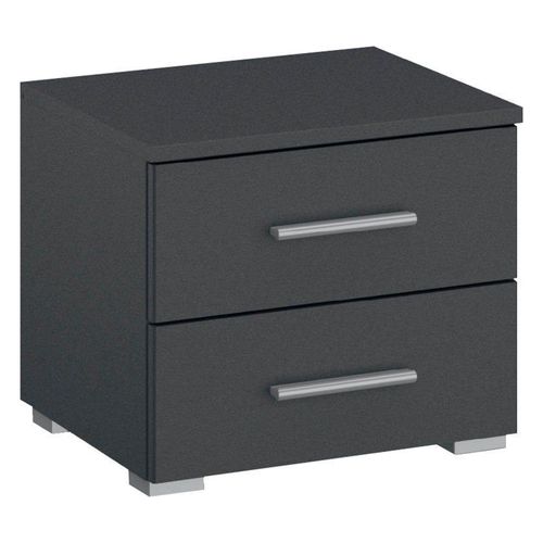 Rauch Base 2 Drawer Bedside Cabinet - Metallic Dark Grey