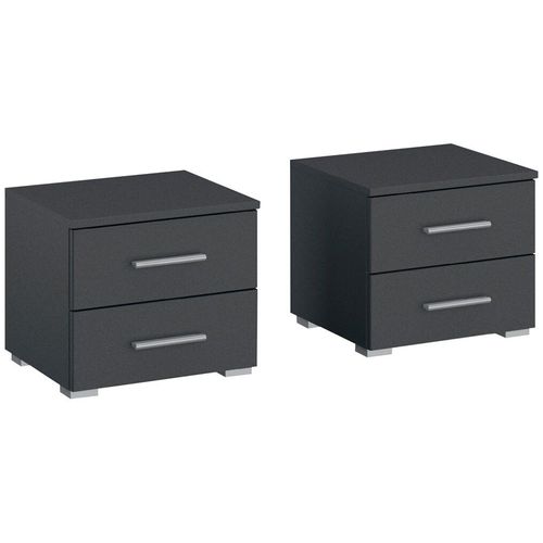 Rauch Base 2 Drawer Bedside Cabinet - Set of 2 - Metallic Dark Grey