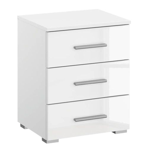 Rauch Base 3 Drawer Bedside Cabinet - Alpine White and White High Gloss