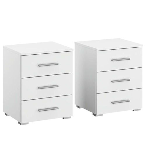 Rauch Base 3 Drawer Bedside Cabinet - Set of 2 - Alpine White
