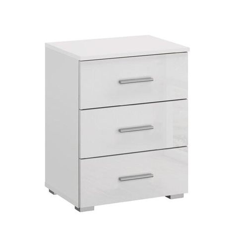 Rauch Elegant4you 3 Drawer Bedside Cabinet - Alpine White and White High Gloss