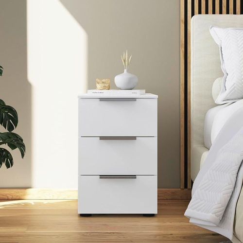 Rauch Flipp 3 Drawer Bedside Cabinet with Adjustable Height - Alpine White