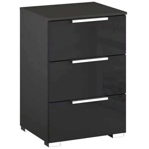 Rauch Miramar 3 Drawer Bedside Cabinet - Graphite and Basalt Glass