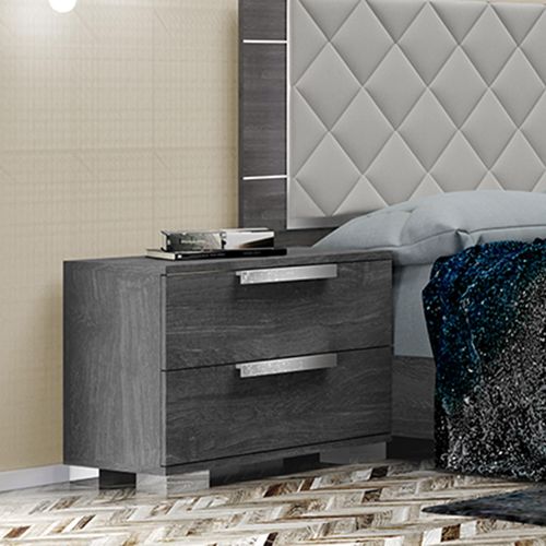 Sarah Bedside Cabinet with Horizontal Handles - 2 Drawer - Grey Birch