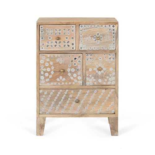 Savona Bedside Cabinet - Mango Wood - 5 Drawer
