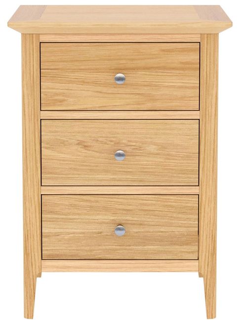 Selene Oak 3 Drawer Narrow Bedside Cabinet