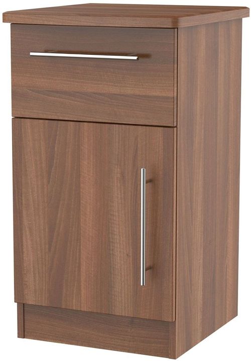 Sherwood Walnut Effect 1 Door 1 Drawer Bedside Cabinet