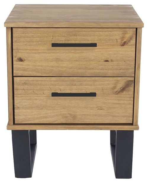 Texas Industrial Style Oak Effect 2 Drawer Bedside Cabinet