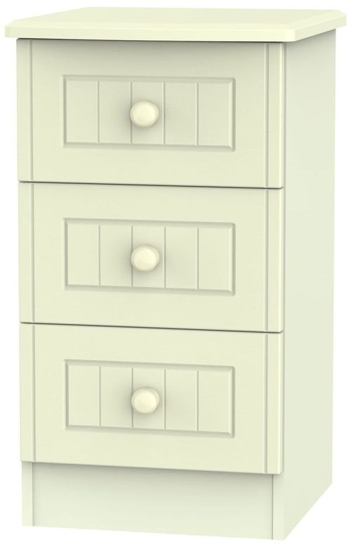 Warwick Cream 3 Drawer Bedside Cabinet