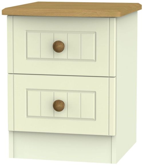 Warwick Cream and Oak 2 Drawer Bedside Cabinet