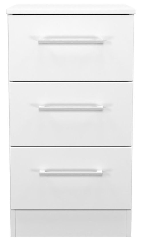 Worcester White Gloss 3 Drawer Bedside Cabinet