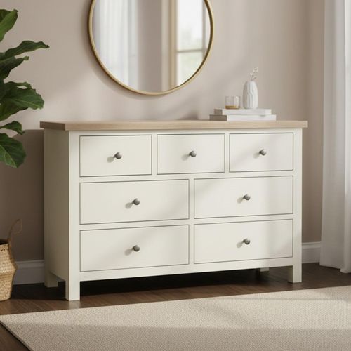 Modern Wide Chest - 3+4 Drawer - White Painted