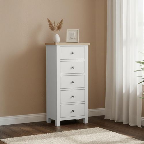 Modern Tall Chest - 5 Drawer - Grey Painted