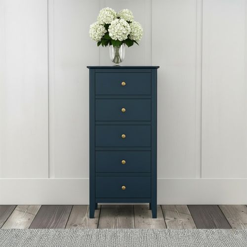 Harrogate Narrow Chest of Drawers - 5 Drawer - Blue