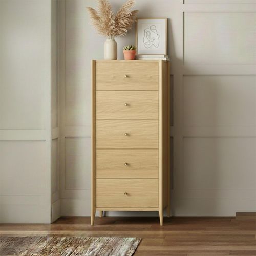 Paris Tallboy Chest - 5 Drawer - Oak