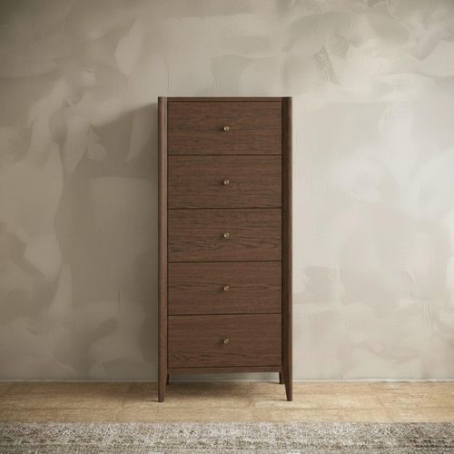 Paris Tallboy Chest - 5 Drawer - Dark Oak