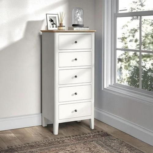 Marlow Tallboy Chest - 5 Drawer - White