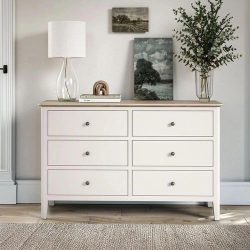 Marlow Wide Chest of Drawers - 6 Drawer - White