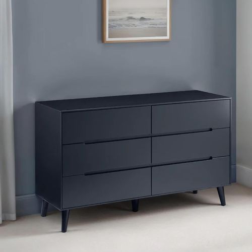 Alicia Black Wide Chest - 6 Drawer