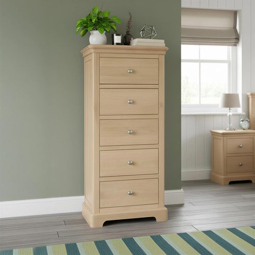 Cromwell Narrow Chest - 5 Drawer - Oak