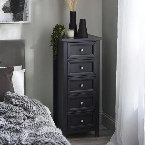 Maine Chest of Drawers - 5 Drawer - Tall - Black