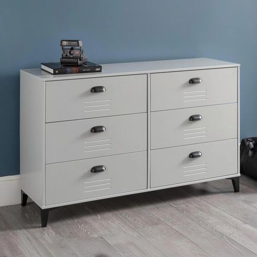 Lakers Grey Chest of Drawers - 6 Drawer - Wide