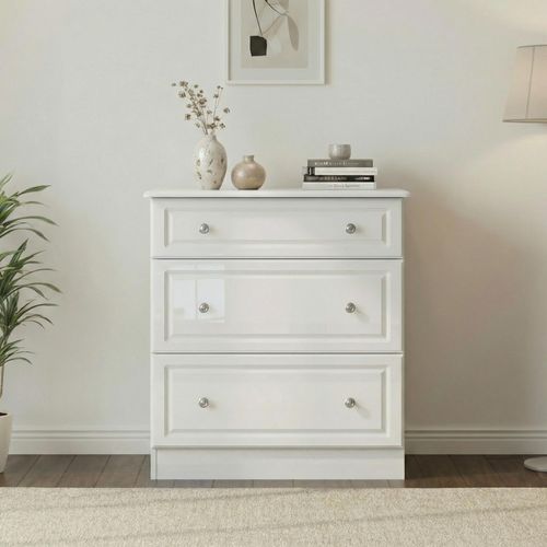 Pembroke White Gloss 3 Drawer Deep Chest