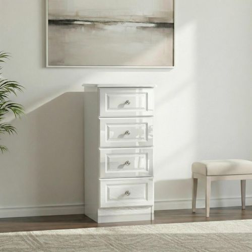 Pembroke White Gloss 4 Drawer Narrow Chest
