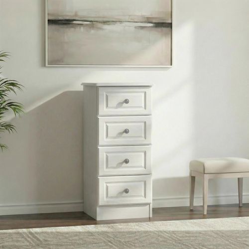 Pembroke White 4 Drawer Narrow Chest