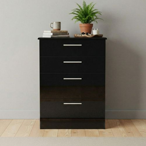 Knightsbridge Deep Chest - 4 Drawer - Black Gloss