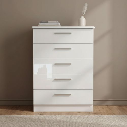 Knightsbridge Chest - 5 Drawer - White Gloss