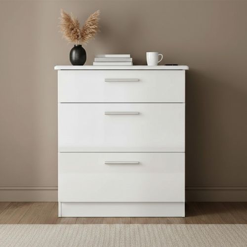 Knightsbridge Chest - Deep - 3 Drawer - White Gloss
