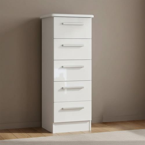 Knightsbridge Chest - Narrow - 5 Drawer - White Gloss