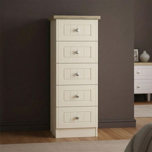 Vienna Chest - 5 Drawer - Narrow - Cream