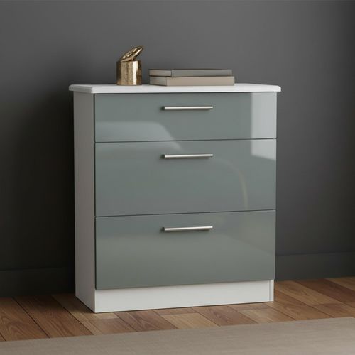 Knightsbridge Chest - Deep - 3 Drawer - Grey Gloss and White