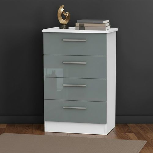 Knightsbridge Chest - Midi - 4 Drawer - Grey Gloss and White