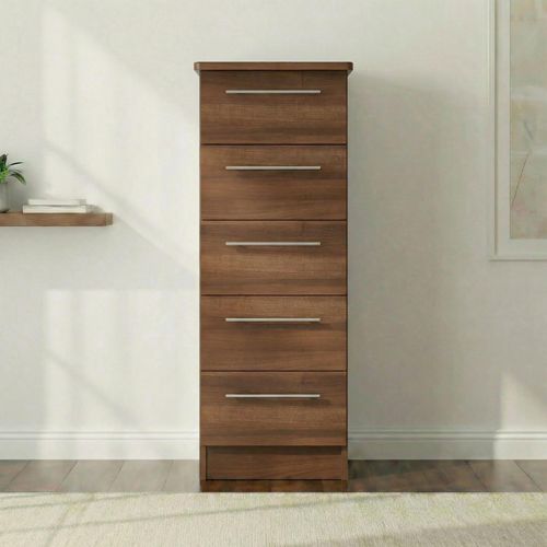 Sherwood Narrow Chest - 5 Drawer - Walnut
