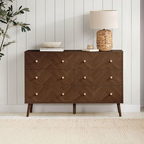 Herringford Wide Chest - 6 Drawer - Walnut