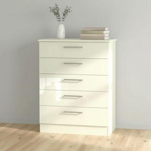 Knightsbridge Chest - 5 Drawer - Cream Gloss