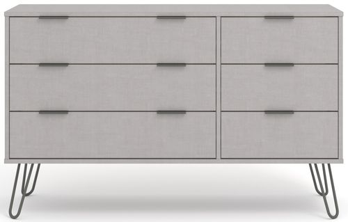 Augusta Grey 6 Drawer Wide Chest with Hairpin Legs