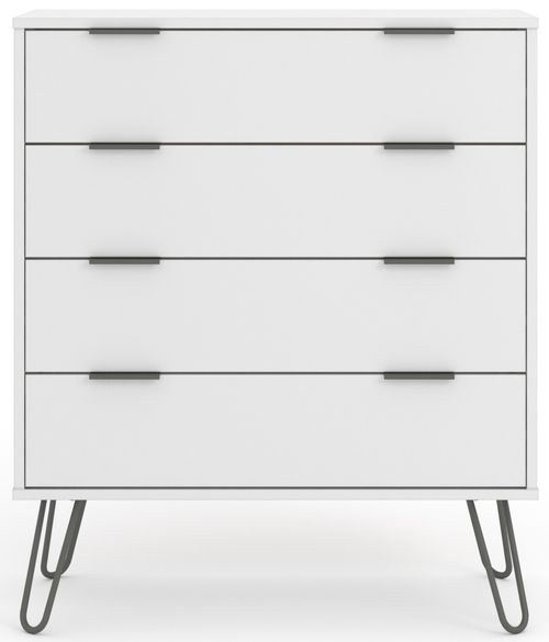 Augusta White 4 Drawer Chest with Hairpin Legs