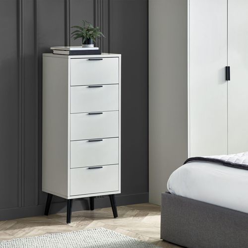 Alba Grey 5 Drawer Narrow Chest