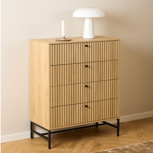 Albany Oak Ribbed 4 Drawer Chest