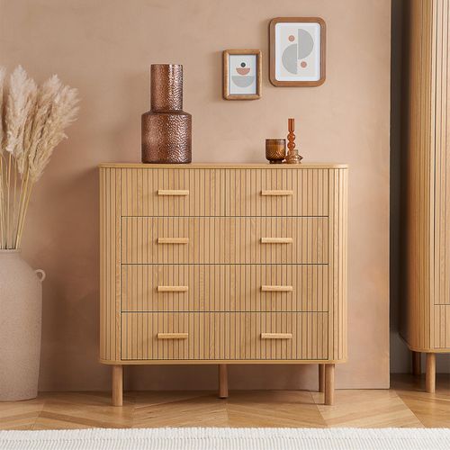 Axel Curved Chest - 2+3 Drawer - Oak Fluted