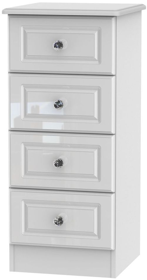 Balmoral White Gloss 4 Drawer Narrow Chest
