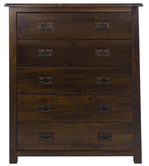 Boston Dark Wood 5 Drawer Chest