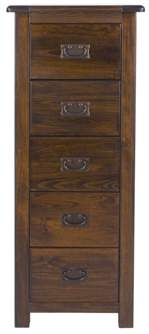 Boston Dark Wood 5 Drawer Tall Chest