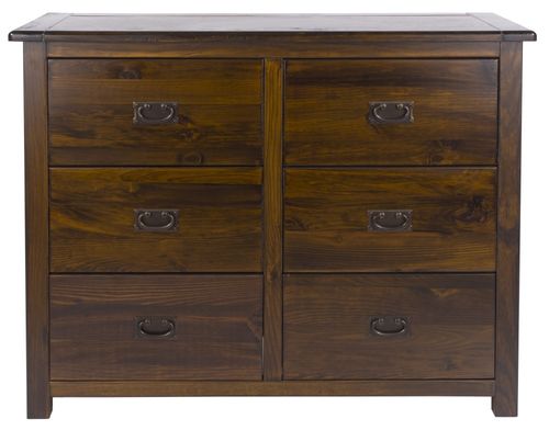 Boston Dark Wood 6 Drawer Wide Chest