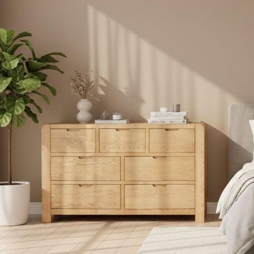 Bergen Wide Chest - 4+3 Drawer - Oak